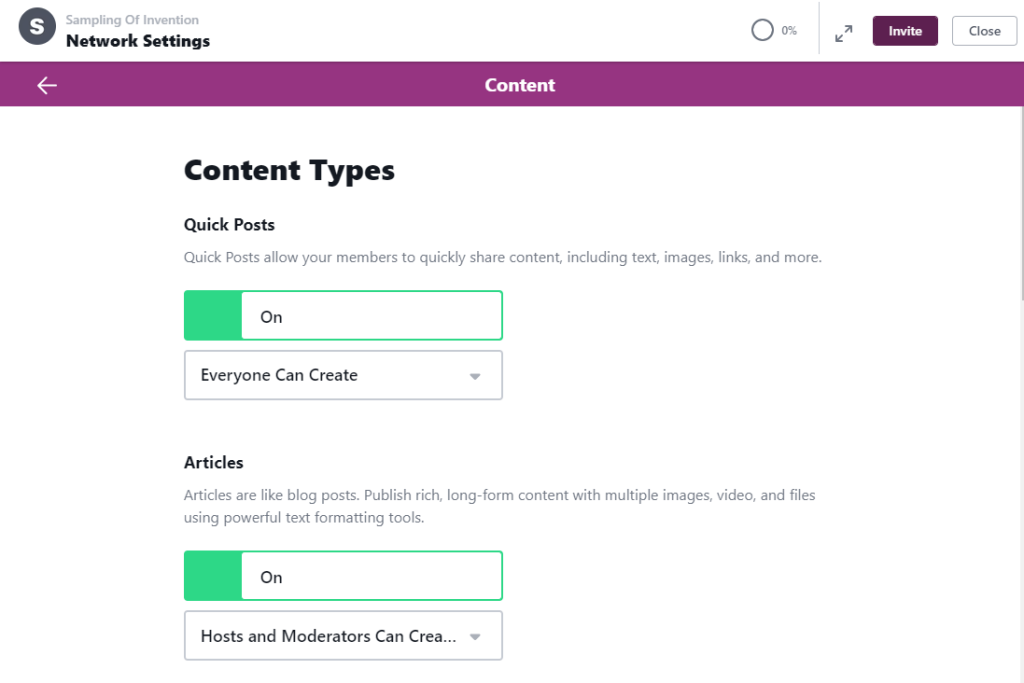 Mighty Networks - Content Types