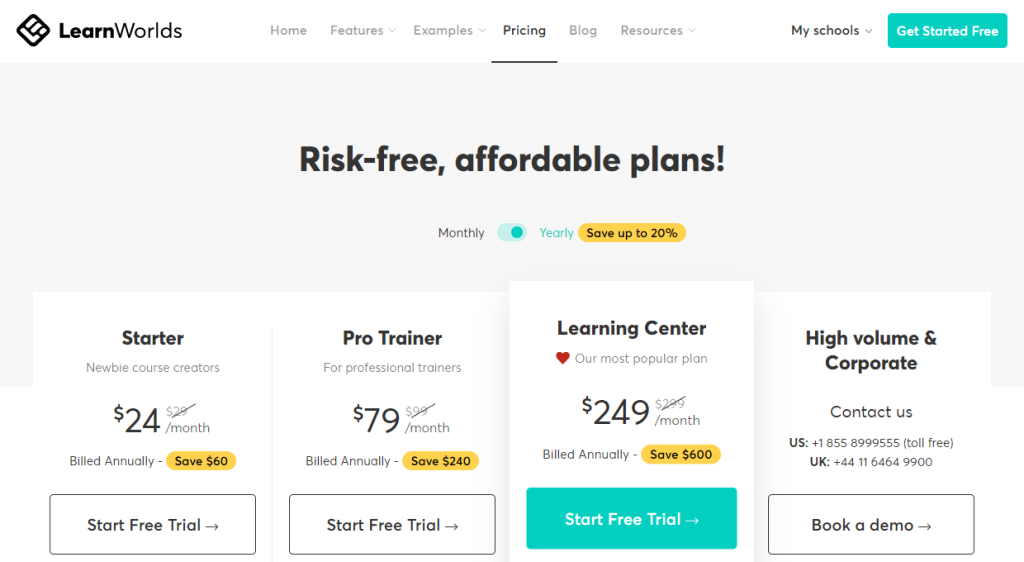 Learnworlds Free Trial - Pricing